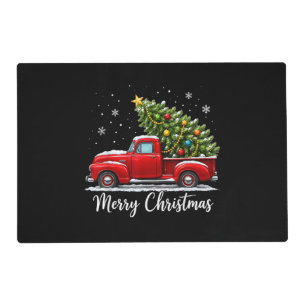 Christmas Merry Christmas Red Truck Tree Men Women Placemat