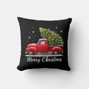 Christmas Merry Christmas Red Truck Tree Men Women Throw Pillow