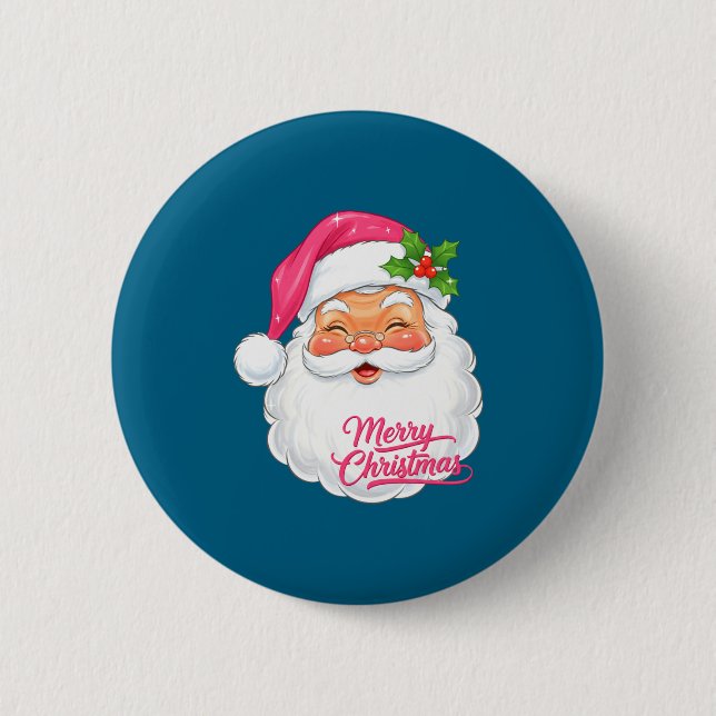 Christmas Merry Christmas Santa Face Jolly Santa C Button (Front)