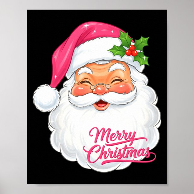 Christmas Merry Christmas Santa Face Jolly Santa C Poster (Front)