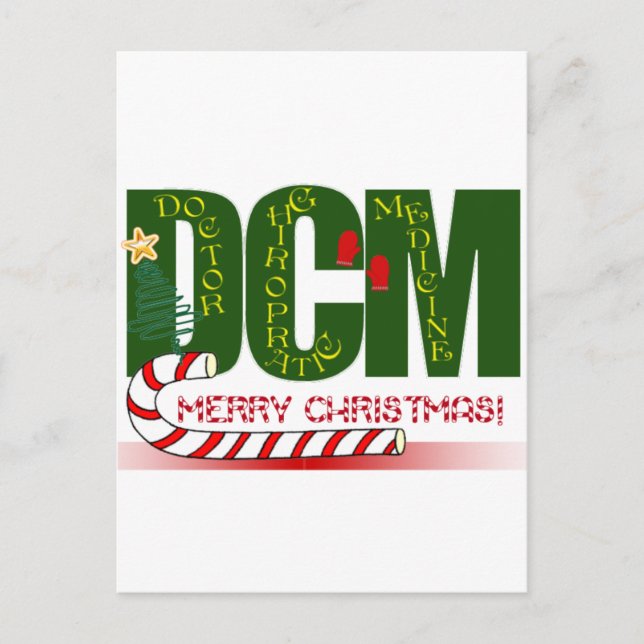 CHRISTMAS MERRY DCM - DOCTOR CHIROPRACTIC MEDICINE HOLIDAY POSTCARD (Front)