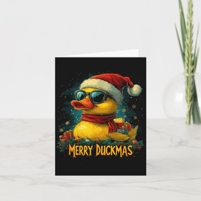 Christmas Merry Duckmas Funny Quackmas Pajama Duck Card (Front)