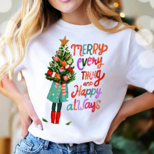 Christmas Merry Everything Happy Always Modern  T-Shirt