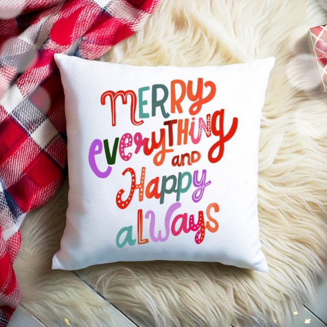 Christmas Merry Everything Happy Always Modern  Throw Pillow (Creator Uploaded)