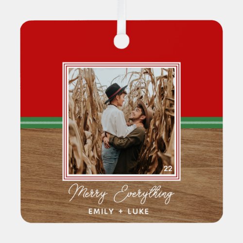 Christmas Merry Everything Photo Family Metal Ornament
