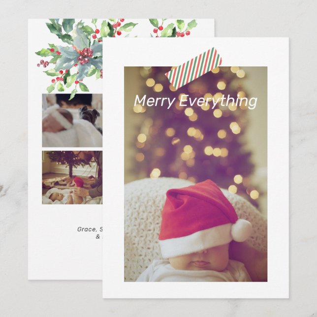Christmas Merry Everything Photo Personalized Card (Front/Back)