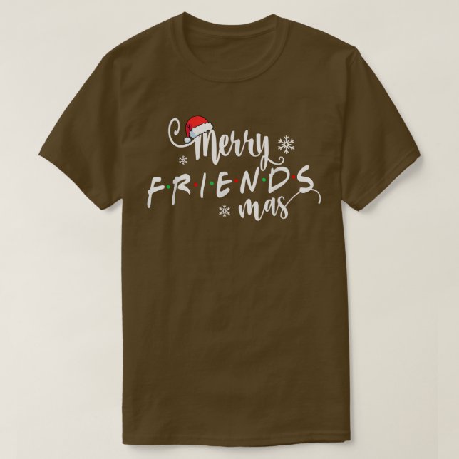 Christmas Merry Friendsmas Santa Hat Matching Fami T-Shirt (Design Front)
