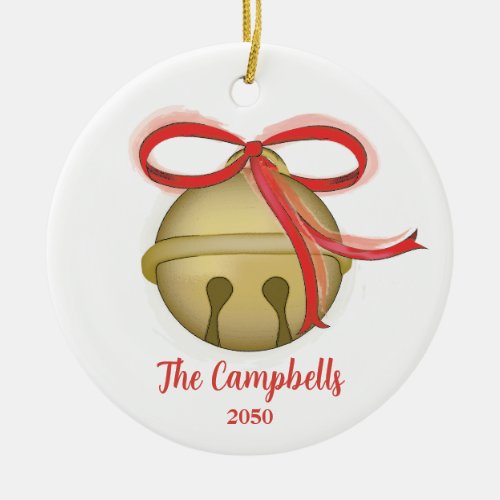 Christmas Merry Jingle Bell Photo Holiday Cute Ceramic Ornament