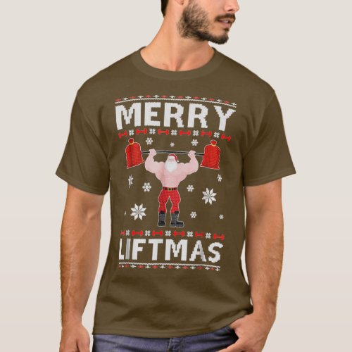 Christmas Merry Liftmas Santa Fitness Gym Ugly Swe T_Shirt