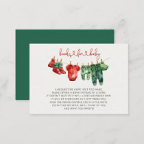 Christmas Merry Little Baby Shower Book Request  Enclosure Card