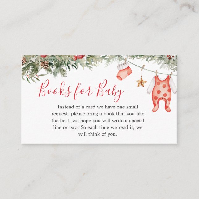 Christmas Merry Little Baby Shower Books for Baby Enclosure Card (Front)