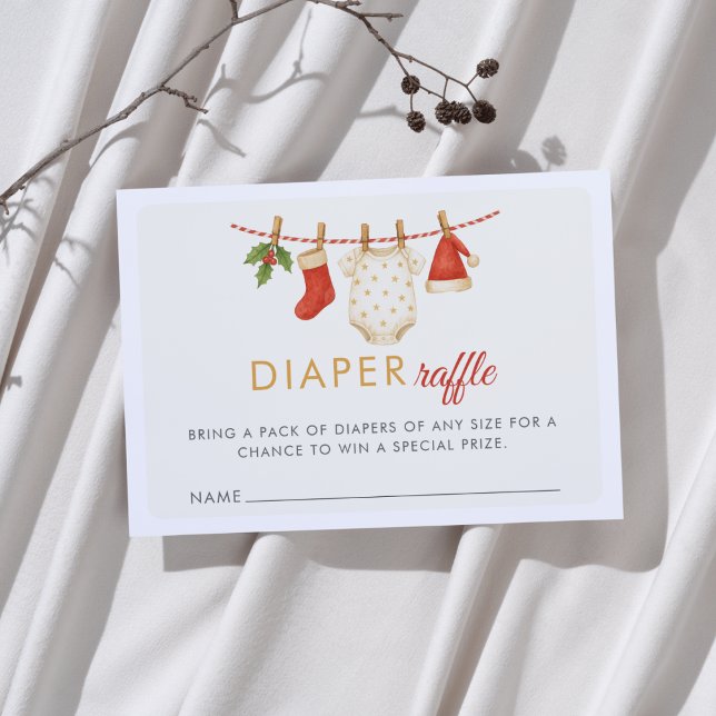 Christmas Merry Little Baby Shower Diaper Raffle Enclosure Card (Creator Uploaded)