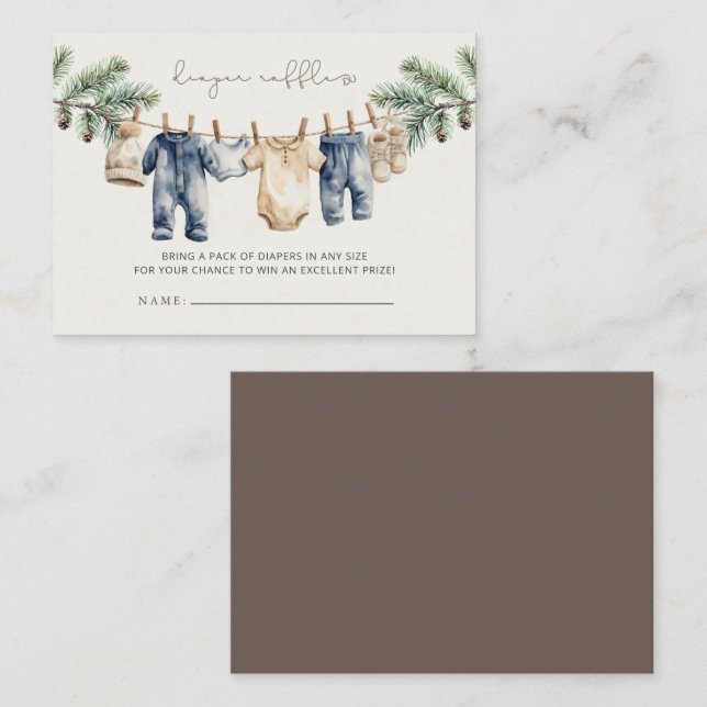 Christmas Merry Little Baby Shower Diaper Raffle Enclosure Card (Front/Back)