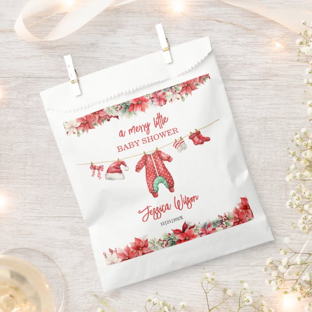 Christmas Merry Little Baby Shower Gender Neutral Favor Bag (Clipped)