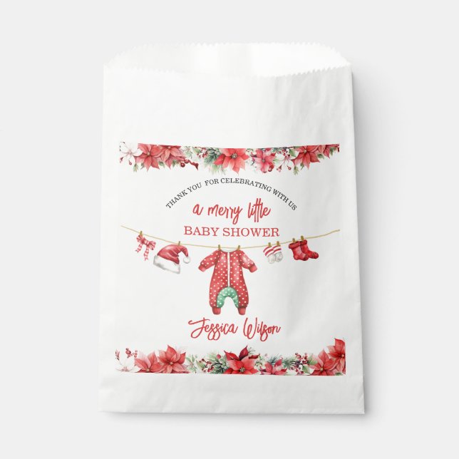 Christmas Merry Little Baby Shower Gender Neutral Favor Bag (Front)