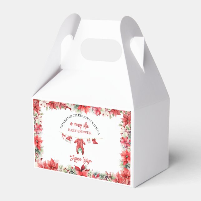Christmas Merry Little Baby Shower Gender Neutral Favor Boxes (Front Side)