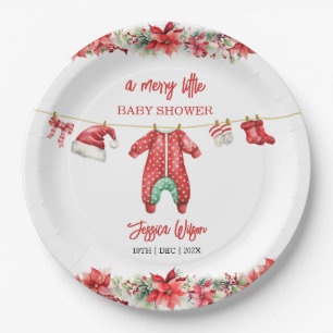 Christmas Merry Little Baby Shower Gender Neutral Paper Plates
