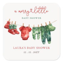 Christmas Merry Little Baby Shower Gender Neutral Square Sticker