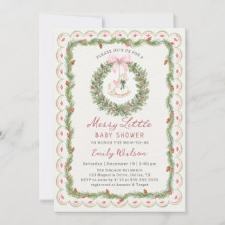 Christmas Merry Little Baby Shower Invitation