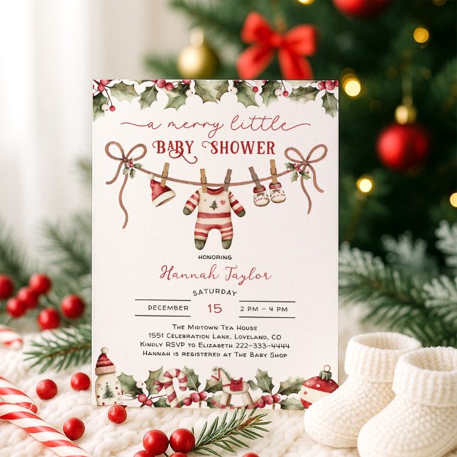 Christmas Merry Little Baby Shower Invitation (Creator Uploaded)