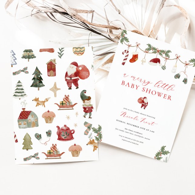 Christmas Merry Little Baby Shower Invitation (christmas baby shower invitation)