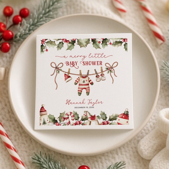 Christmas Merry Little Baby Shower Napkins (Creator Uploaded)