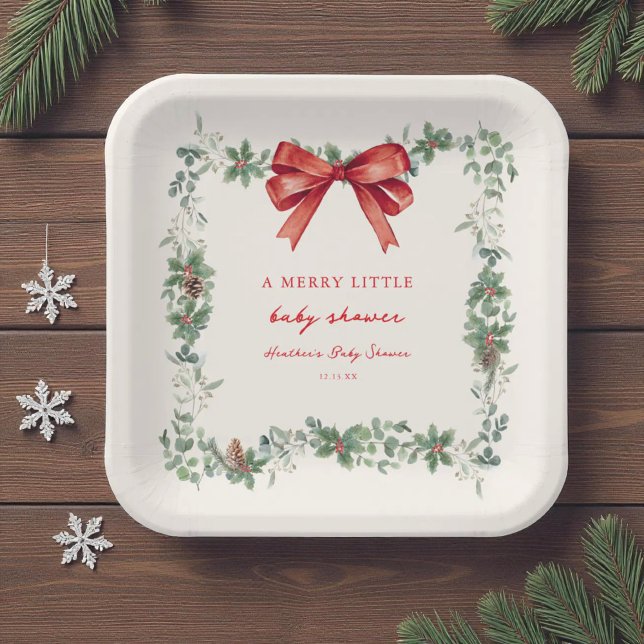Christmas Merry Little Baby Shower  Paper Plates (Creator Uploaded)