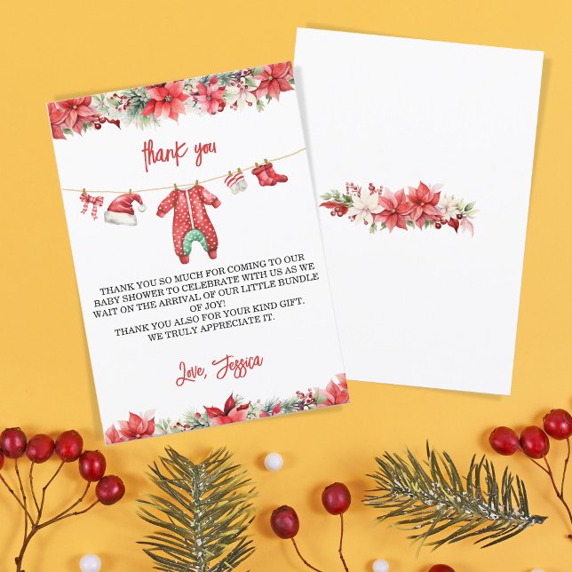 Christmas Merry Little Baby Shower Thank You Invitation (Creator Uploaded)