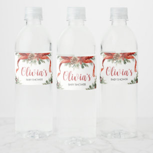Christmas Merry Little Baby Shower  Water Bottle Label