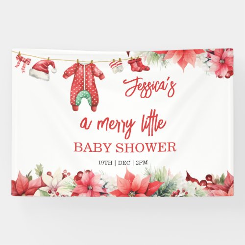 Christmas Merry Little Baby Shower Welcome Sign