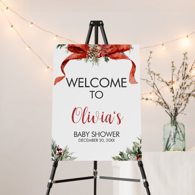 Christmas Merry Little Baby Shower Welcome Sign (In Situ (Stand))