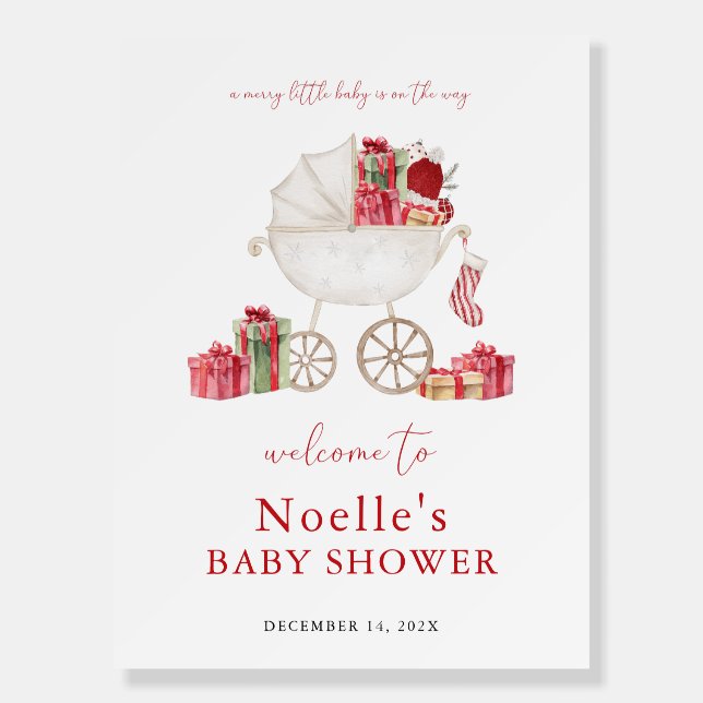 Christmas Merry Little Baby Shower Welcome Sign (Front)