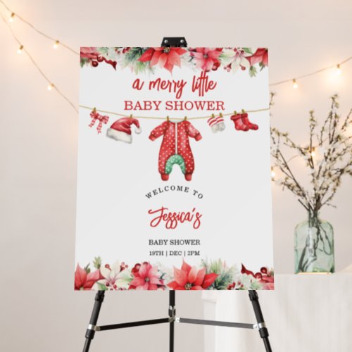 Christmas Merry Little Baby Shower Welcome Sign