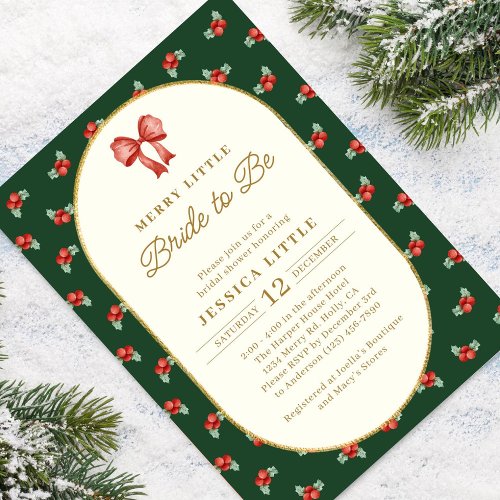 Christmas Merry Little Bride to Be Bridal Shower Invitation