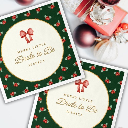 Christmas Merry Little Bride to Be Bridal Shower Napkins