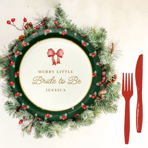 Christmas Merry Little Bride to Be Bridal Shower Paper Plates