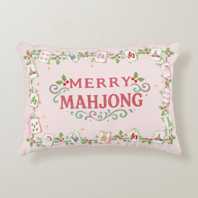 Christmas Merry Mahjong Accent Pillow (Front)