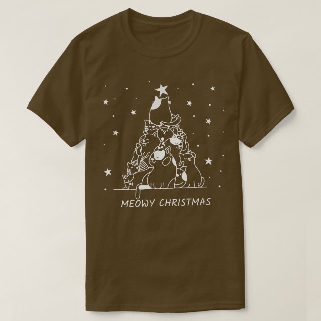 Christmas Merry Meowy  Cats Christmas Tree  T-Shirt (Design Front)