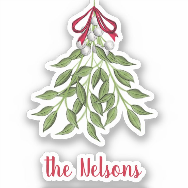 Christmas Merry Mistletoe Holiday Greenery Leave  Sticker (Front)