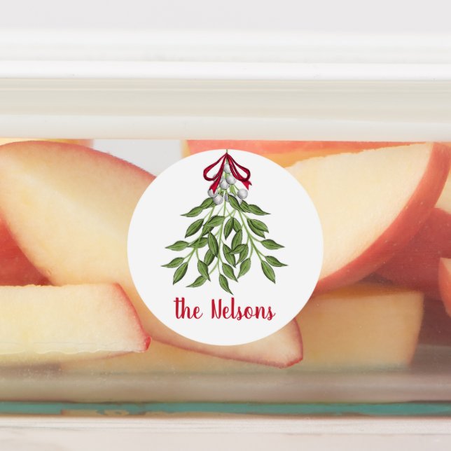 Christmas Merry Mistletoe Holiday Greenery Leaves Labels (Affixed)
