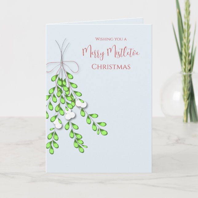 Christmas Merry Mistletoe Simple Minimalist  Holiday Card (Front)