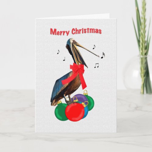 Christmas Merry Pelican Singing Holiday Card