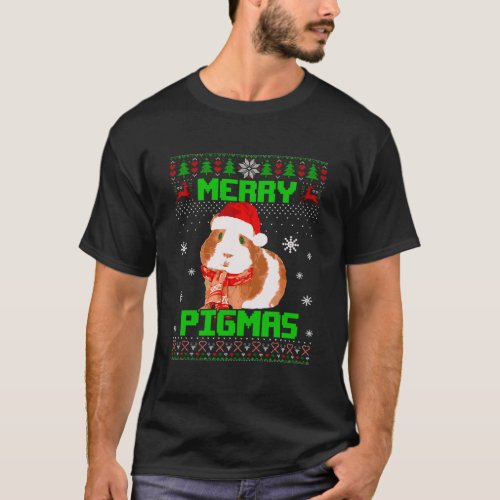 Christmas Merry Pigmas Santa Hat Light Ugly Sweate T_Shirt