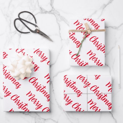 Christmas merry white background red script   wrapping paper sheets