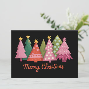 Christmas Merry Xmas Trees Holiday Preppy Card