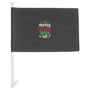 Christmas Merry You All Holiday Typography Car Flag