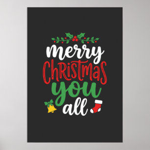 Christmas Merry You All Holiday Typography Poster