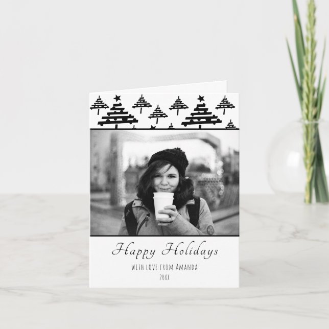Christmas Message Black and White Holiday Photo (Front)