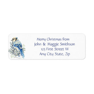 Christmas Message Blue Jay Bird Wildlife Art Label