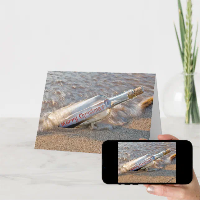 Christmas message in a bottle holiday card Zazzle